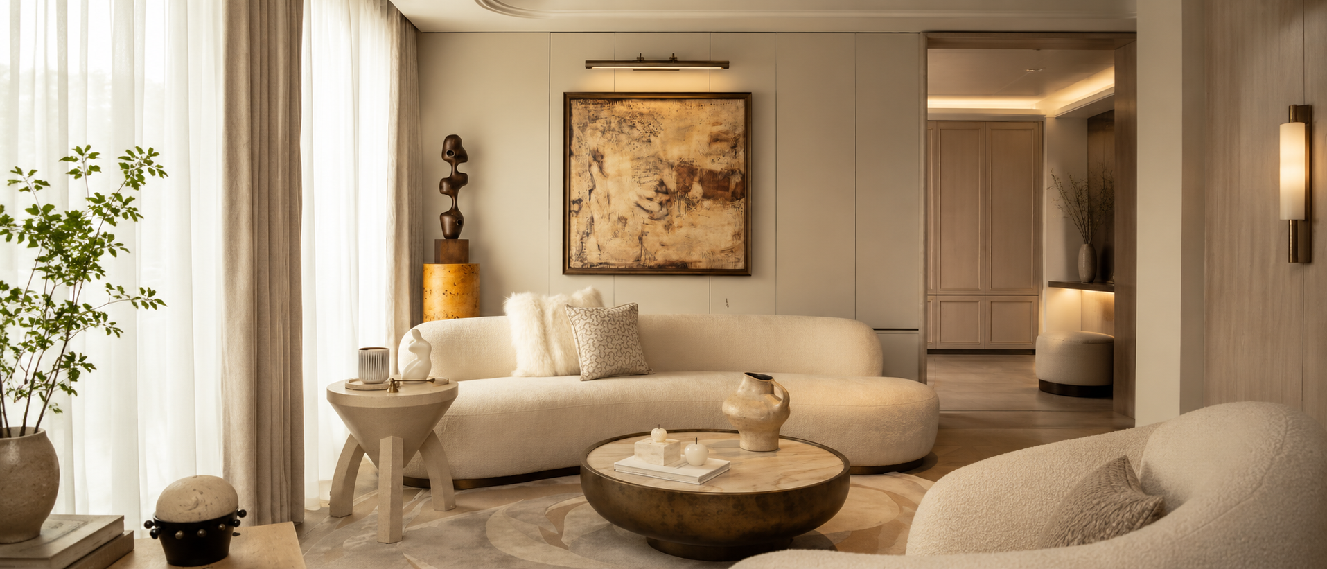 Comfortable room styled with layered home textiles