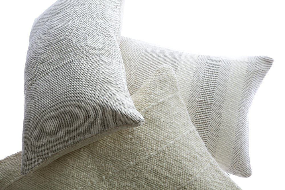 Grey Woven Wool Lumbar Pillow