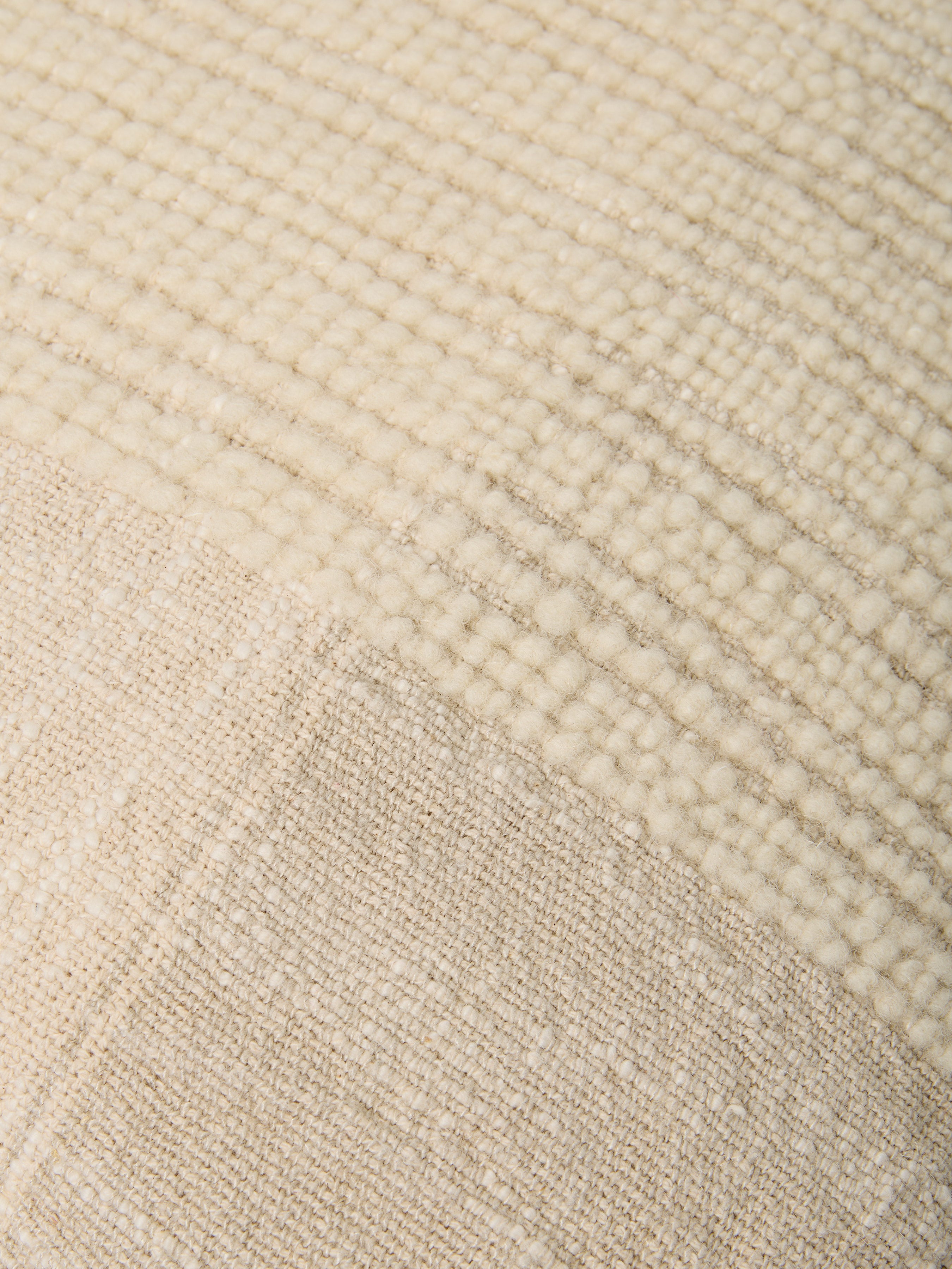 Cream & Oatmeal Cross Weave Wool Rectangle Cushion Cover - 16 x 24 in - Image 2