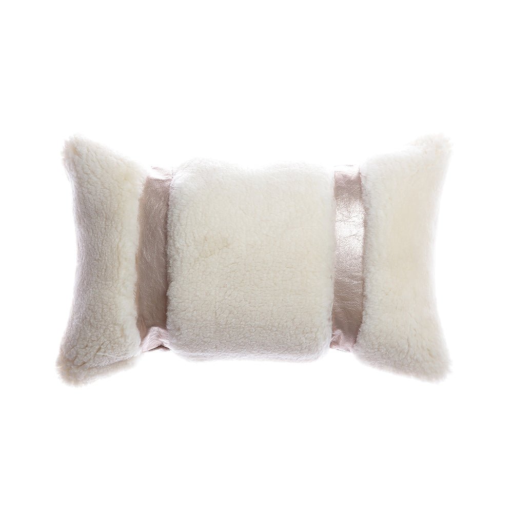 Shearling & Leather Lumbar Pillow - Image 3
