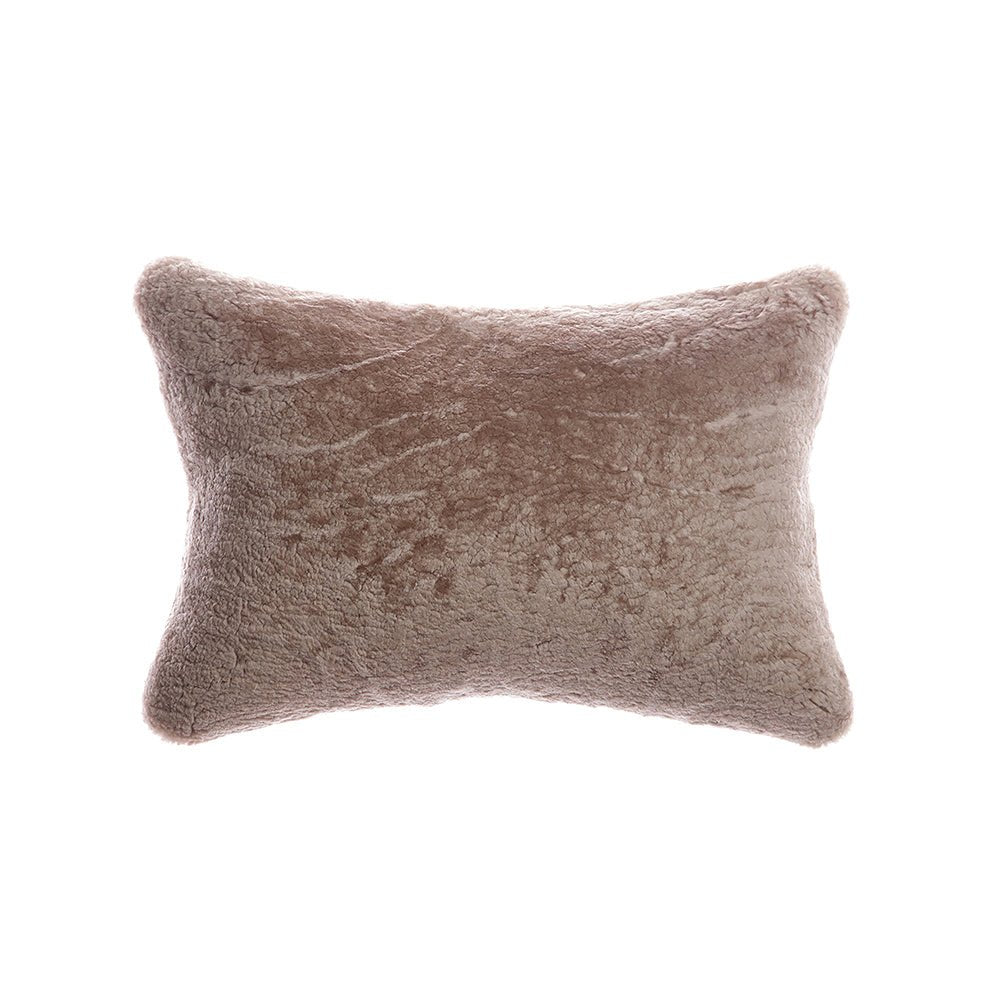 Taupe Shearling Lumbar Pillow - Image 2