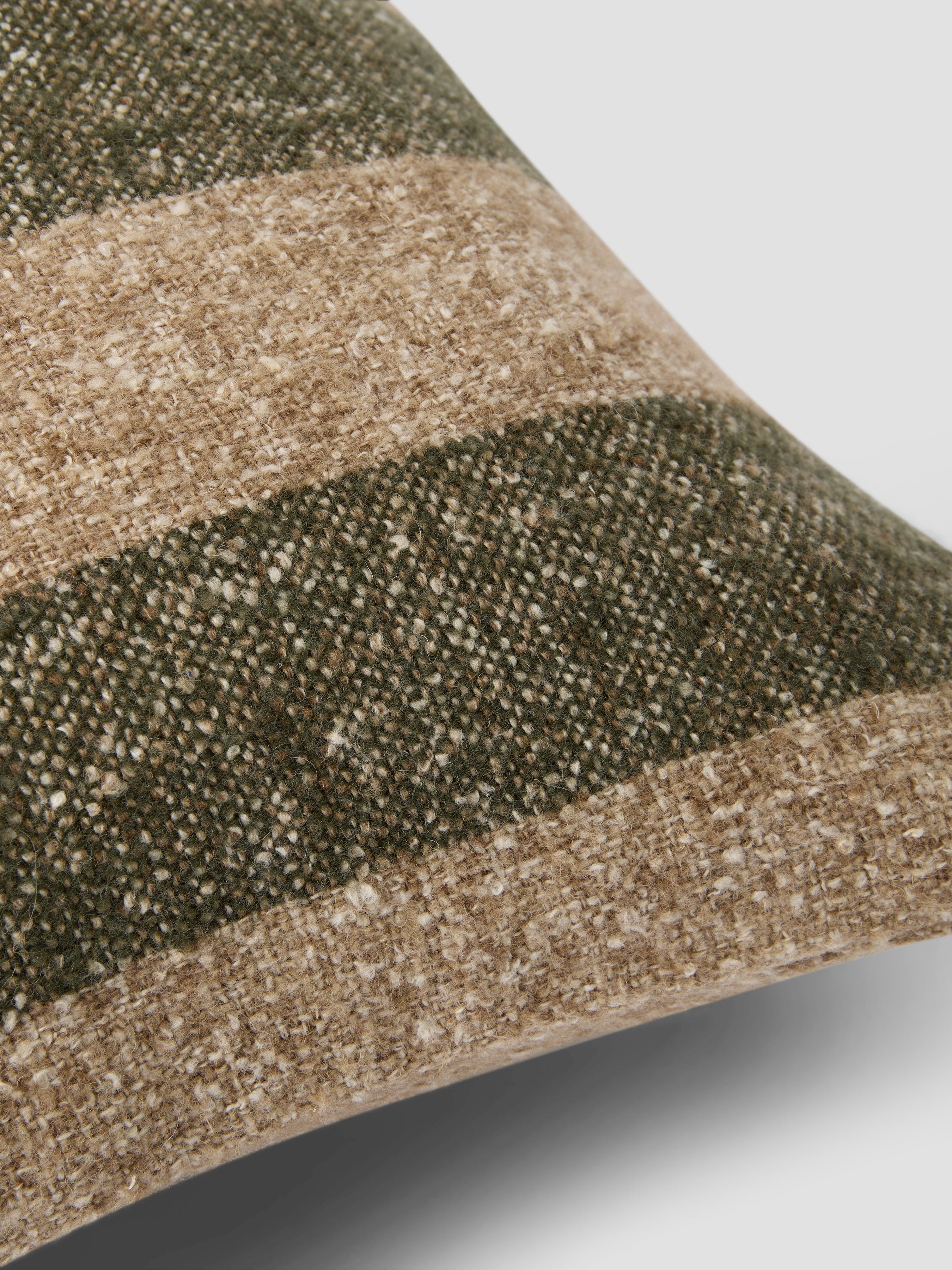Fern Green & Oatmeal Wide Stripe Rectangle Cushion Cover - 16 x 24 in - Image 2