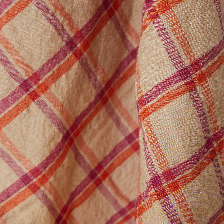 Vida Plaid Tea Towel - Strawberry & Cream - Image 3